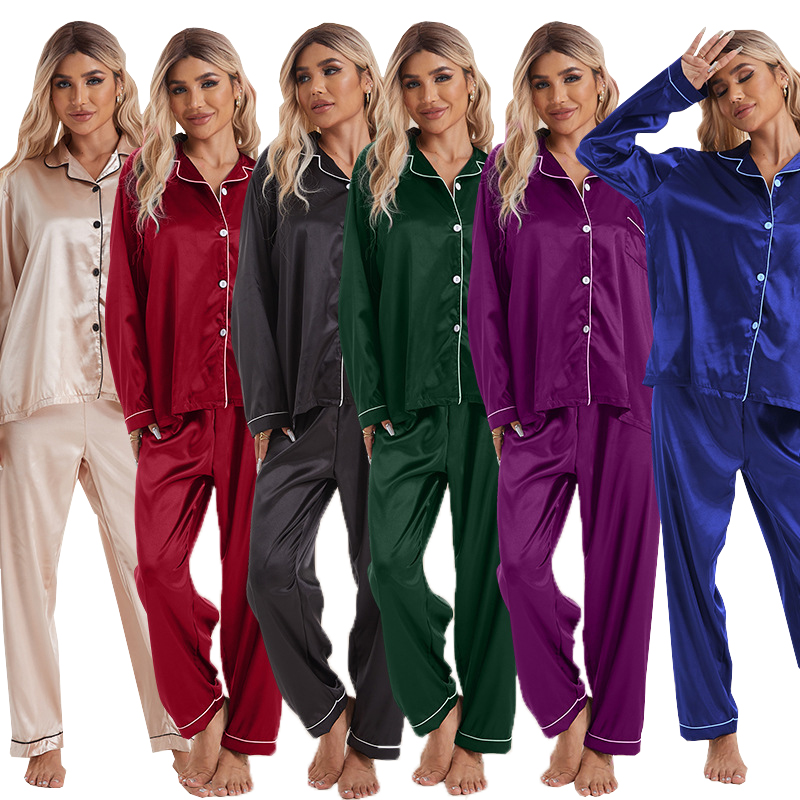 Aanpasbare satijnen pyjama -sets voor mannen en vrouwen