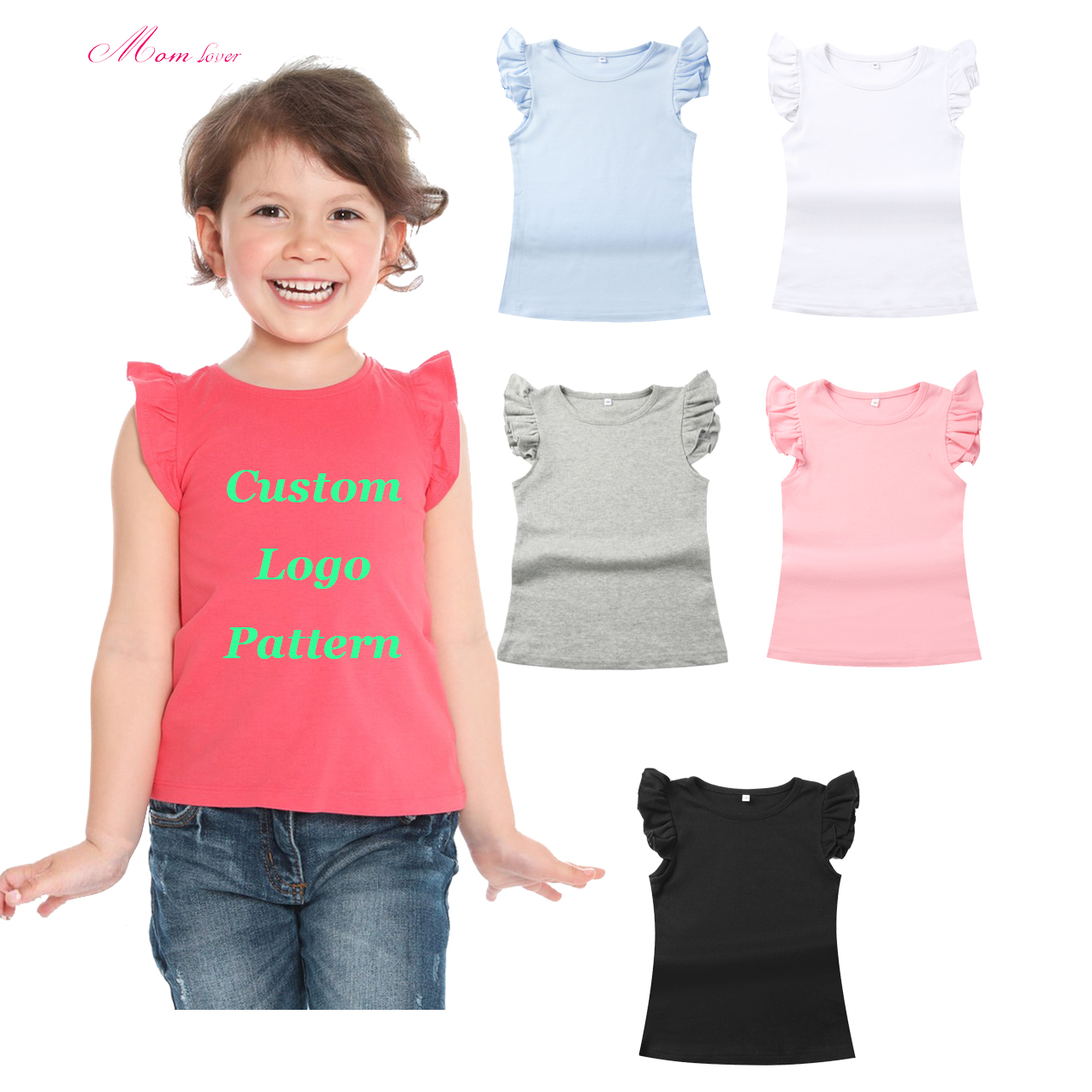 Ruffled Cuff T-shirt blanco zomer shirt korte mouw t-shirts voor meisjes