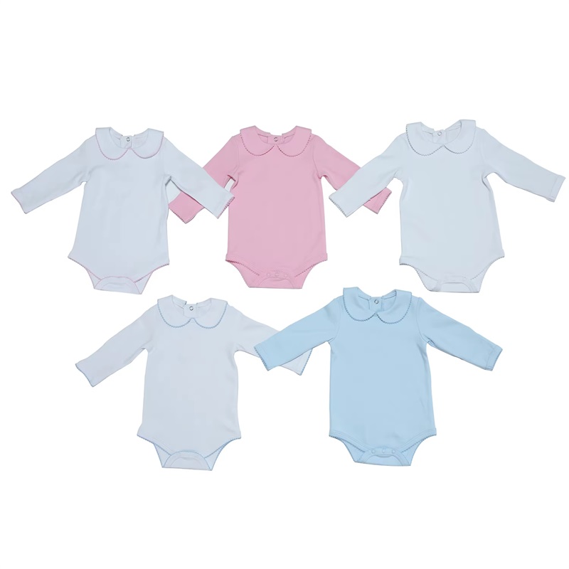 Babykleding aangepast picot trim baby onesie