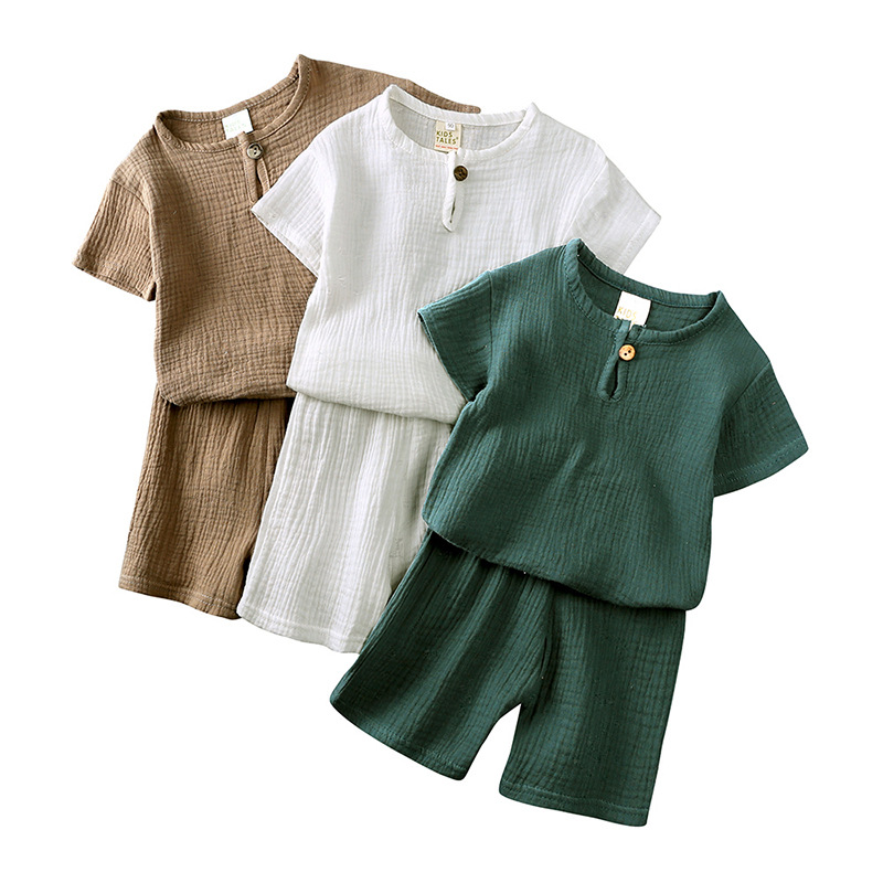 Peuter mousseline -outfit set ronde halslijn korte mouw